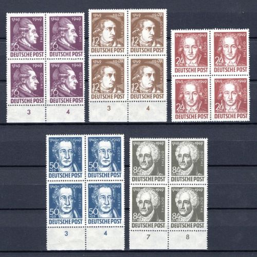 SBZ Allg. Ausg. 4er Blöcke MiNr. 234-238 postfrisch Goethe