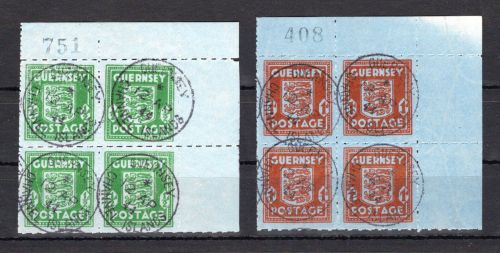 Dt. Besetzung WK II Guernsey 4er Bl. Eckrand MiNr. 4-5 gestempelt geprüft