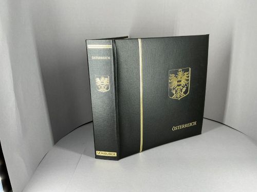 Schaubek Österreich Schraubendecke o. Kassette Schwarz Kunstleder neuwertig