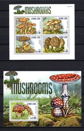 Sierra Leone MiNr. 6312-6315 Kleinbogen und Block 795 postfrisch Pilze