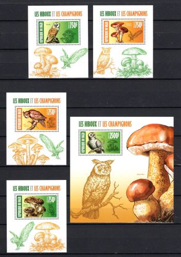 Niger MiNr. 2283-2286 Kleinbogen und Block 297 postfrisch Pilze