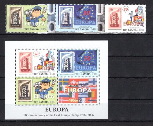 Gambia MiNr. 5598-600 + Bl 695 postfrisch 50 Jahre Europamarken