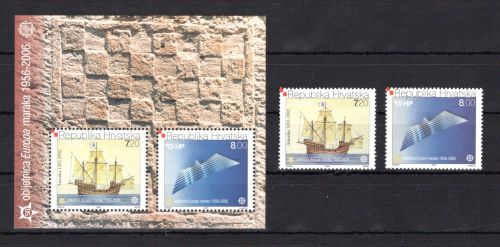 Kroatien MiNr. 734-735 + Block 27 postfrisch 50 Jahre Europamarken