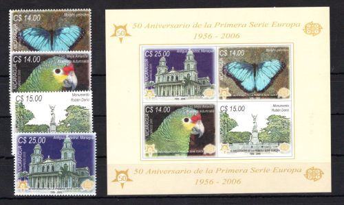 Nicaragua MiNr. 4399-4402 + Block 329 postfrisch 50 Jahre Europamarken