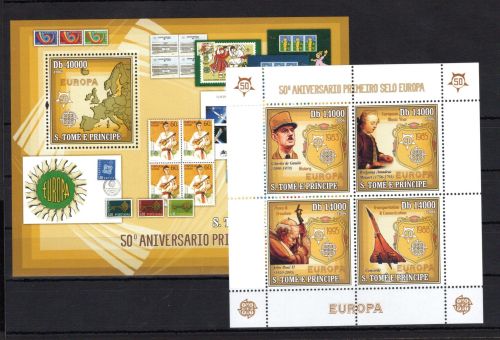 Sao Tome e Principe MiNr. 2749-52 Block 538 postfrisch 50 J. Europamarken