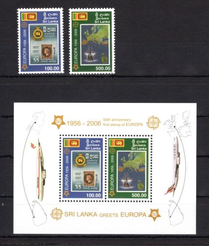 Sri Lanka MiNr. 1525-1526 + Block 102 postfrisch 50 Jahre Europamarken