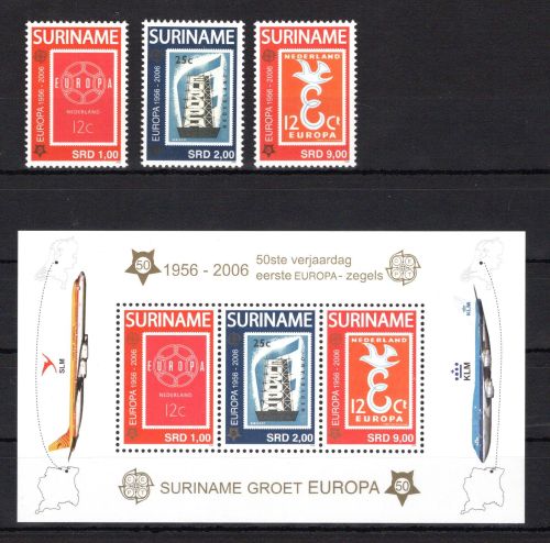 Surinam MiNr. 2028-2030 + Block 100 postfrisch 50 Jahre Europamarken