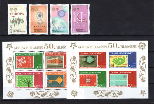 Türkei MiNr. 3487-3490 + Block 58-59 postfrisch 50 Jahre Europamarken