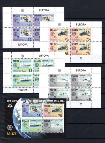 Belize KB MiNr. 1303-1306 + Block 102 postfrisch 50 Jahre Europamarken