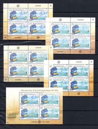Bahamas KB MiNr. 1224-1227 + Block 105 postfrisch 50 Jahre Europamarken