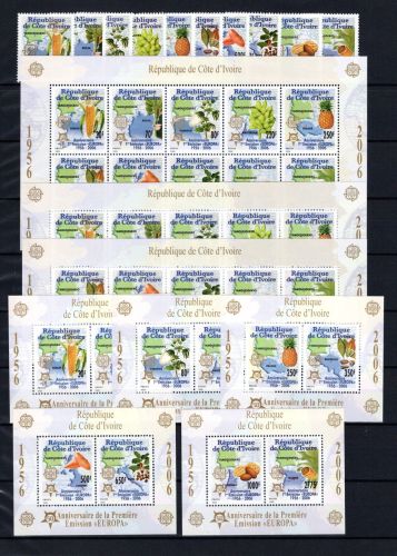 Elfenbeinküste KB MiNr. 1461-70 + Block 169-175 A postfrisch 50 J Europamarken
