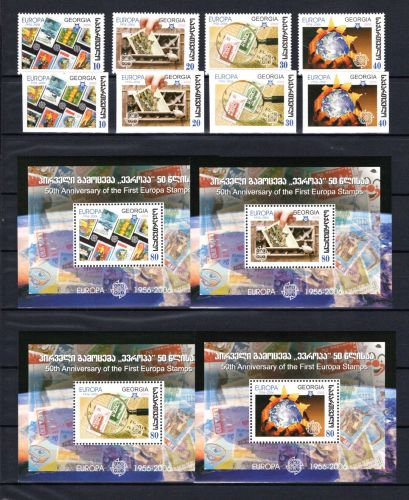 Georgien MiNr. 707-710 + Block 35-38 postfrisch 50 Jahre Europamarken