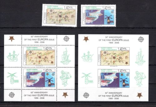 türk. Zypern MiNr. 630-31 + Block 24 A/B postfrisch 50 J. Europamarken