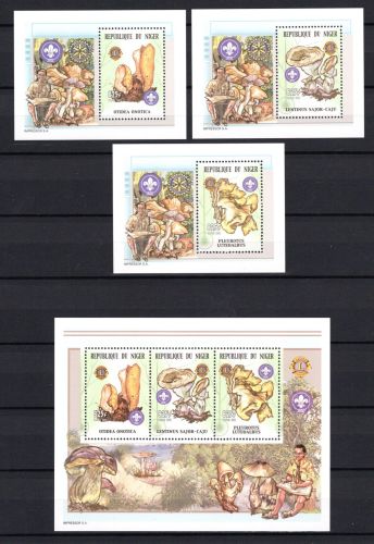 Niger MiNr. 1982-1984 Kleinbogen-Satz und Block postfrisch Pilze