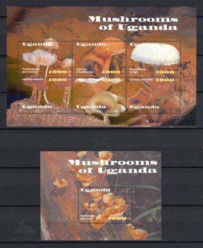 Uganda MiNr. 2492-2497 Kleinbogen und Block 357 postfrisch Pilze