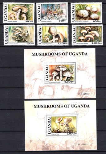 Uganda MiNr. 2424-2429 Satz und 2 Blöcke 344-345 postfrisch Pilze