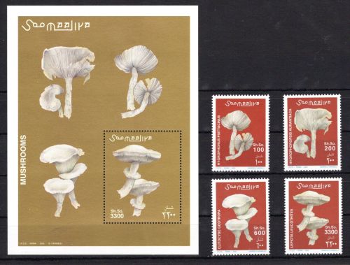 Somalia MiNr. 962-965 Satz und Block 94 postfrisch Pilze