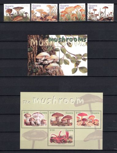 Guyana MiNr. 7590-7597 Satz / Kleinbogen + Block 762 postfrisch Pilze