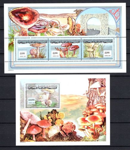 Mauretanien MiNr. 1058-1060 Kleinbogen und Block 77 postfrisch Pilze