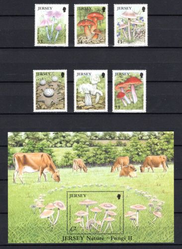Jersey MiNr. 1200-1205 Kleinbogen und Block 51 postfrisch Pilze