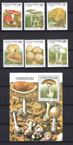 Kambodscha MiNr. 2061-2066 Satz und Block 268 postfrisch Pilze