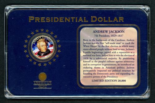 USA 2008 Presidential Dollar "Andrew Jackson" in Hartbox, Zertifikat