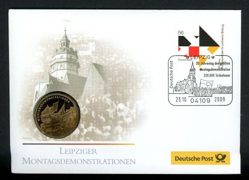BRD 2009 Tombak Medaille "Montagsdemonstrationen" im Numisbrief PP
