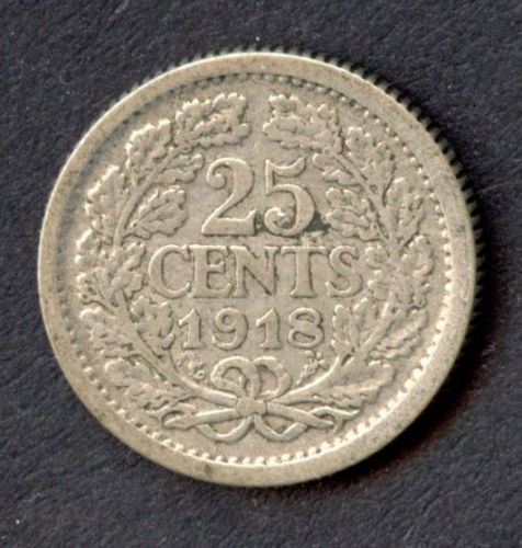 Niederlande 1918 25 Cents Wilhelmina
