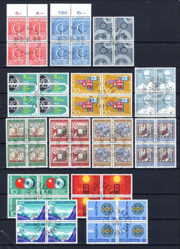 Schweiz Lot aus 1966-1967 Ersttagsstempel als 4er Blöcke