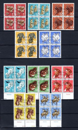 Schweiz 4er Blöcke Ersttagssonderstempel Pro Juventute 1966-1967