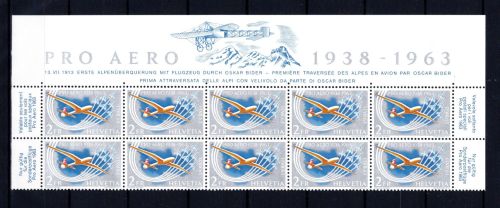 Schweiz 10er Bogenteil Oberrand MiNr. 780 postfrisch Pro Aero
