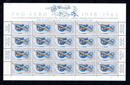Schweiz 20er Bogenteil Oberrand MiNr. 780 postfrisch Pro Aero