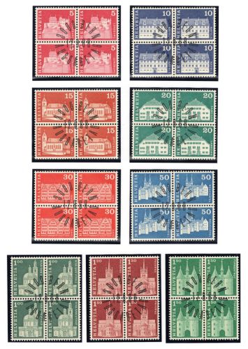 Schweiz 4er Blöcke MiNr. 878-886 Ersttagsstempel