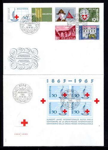 Schweiz MiNr. 768-773 + Block 19 Ersttagsbriefe/ FDC