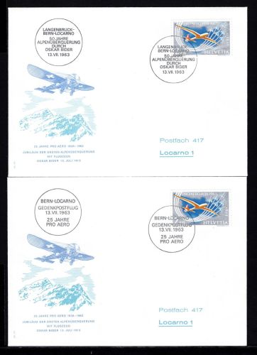 Schweiz 2 x MiNr. 780 Ersttagsbriefe/ FDC versch. ESST, Pro Aero