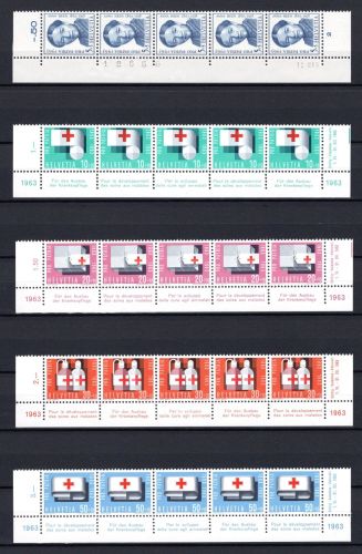 Schweiz 5er Streifen Unterrand MiNr. 775-779 postfrisch Pro Patria