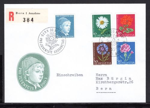 Schweiz MiNr. 786-790 y Ersttagsbriefe/ FDC als R-Brief, Pro Juventute