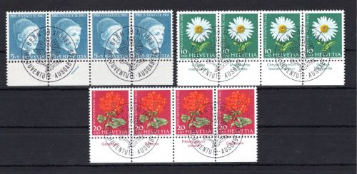Schweiz 4er Streifen MiNr. 786-788 x Ersttagssonderstempel Pro Juventute