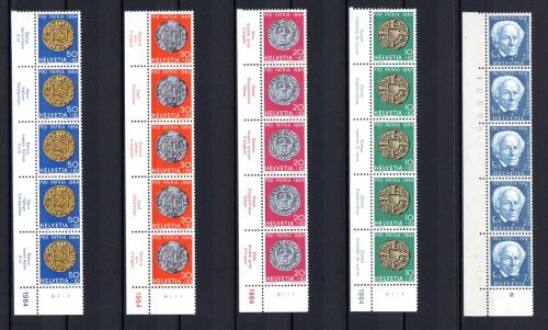 Schweiz 5er Streifen Bogenrand li MiNr. 795-799 postfrisch Pro Patria