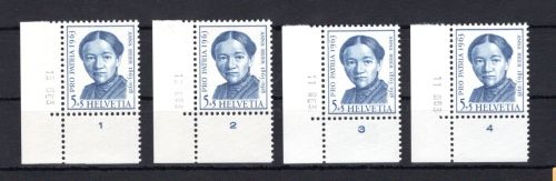 Schweiz MiNr. 775 postfrisch Formnumer 1-4 + Druckdatum