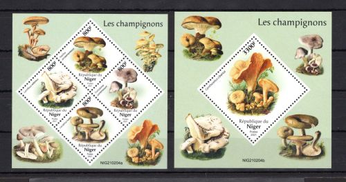 Niger MiNr. 7603-7606 + Block 1221 postfrisch Pilze