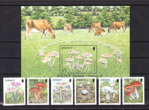 Jersey MiNr. 1200-1205 + Block 51 postfrisch Pilze