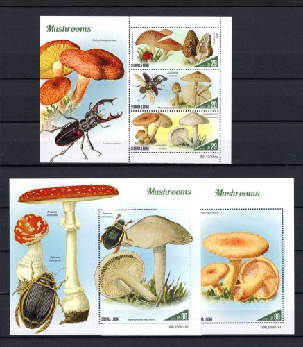 Sierra Leone MiNr. 14703-705 + Block 2465-66 postfrisch Pilze