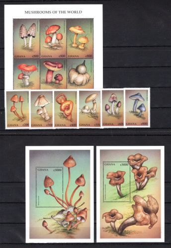Ghana MiNr. 2528-2539 + Block 324-325 postfrisch Pilze