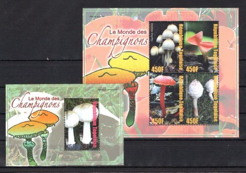 Togo MiNr. 3341-3344 + Block 483 postfrisch Pilze