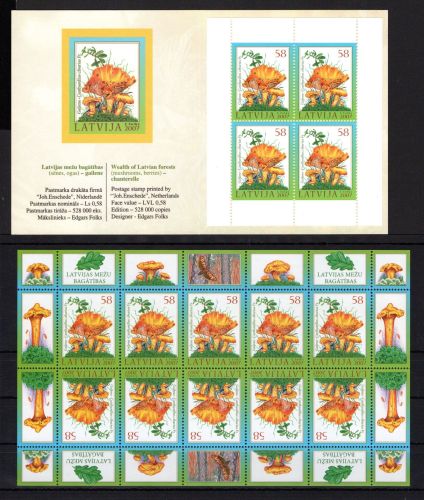 Lettland Kleinbogen MiNr. 708 incl. MH postfrisch Pilze