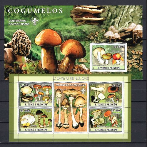 Sao Tome e Principe MiNr. 3004-3007 + Block 589 postfrisch Pilze