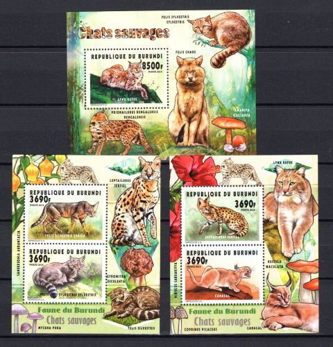Burundi MiNr. Block 451-453 postfrisch Raubkatzen