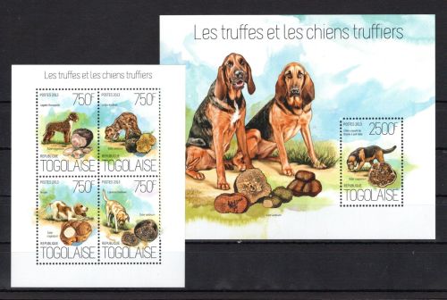Togo MiNr. 5431-5434 + Block 908 postfrisch Pilze + Hunde