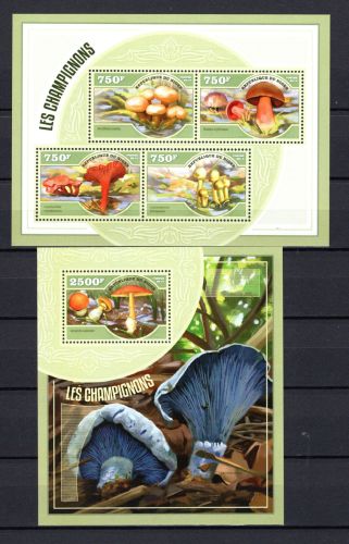 Niger MiNr. 3025-3028 + Block 349 postfrisch Pilze